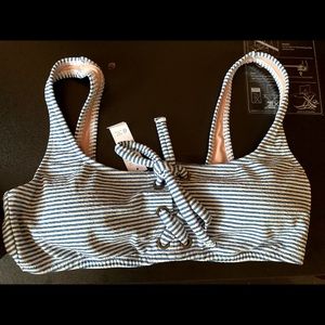 J. Crew Seersucker Lace-Up Bikini Top